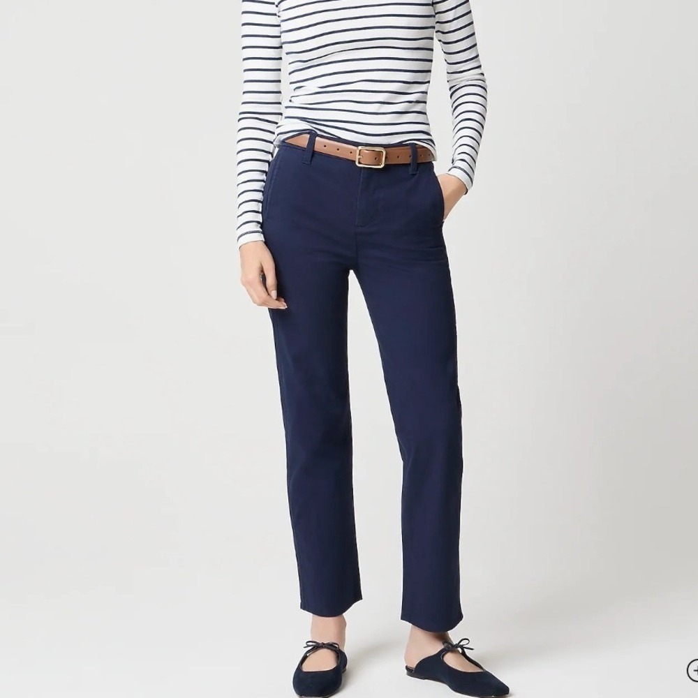 J.Crew Everyday Chino Pant Navy‎ Blue Straight Leg Trousers Womens 8T Tall
